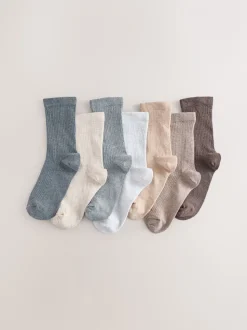 neutre - Paquet de chaussettes en coton riche à fines côtes 7