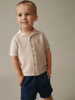 neutre - Polo en maille à manches courtes et col Revere (3mois7ans)