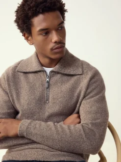 neutre - Pull à encolure zippée en laine