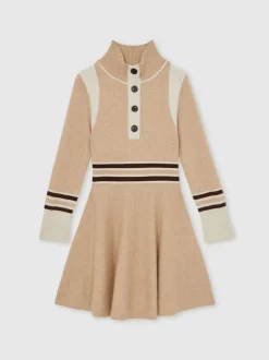 neutre - Robe Reiss Vienne à Col cheminée en laine Blend et cachemire
