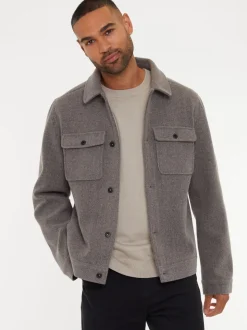 neutre - Threadbare Veste à boutons brossés-chemise