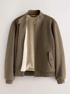 neutre - Veste Harrington doublée de borg en laine