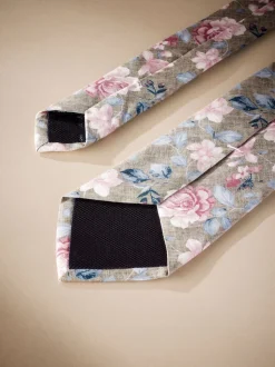 Neutre Brown/Rose Fleuri  - Cravate Signature Made in Italie à motif paisley