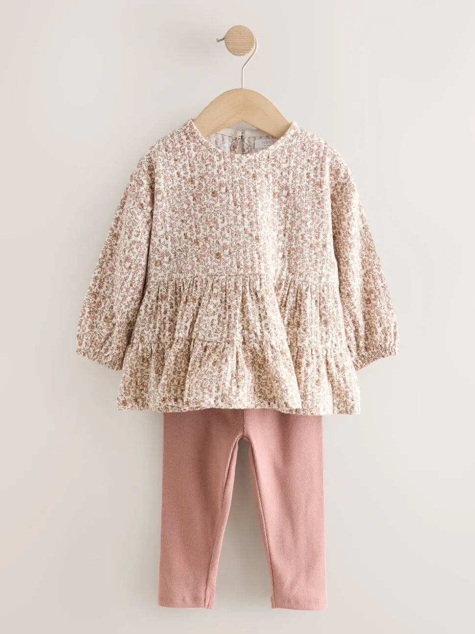 Neutre Ditsy Fleuri - Ensemble chemisier et legging à manches longues (3mois-7ans)