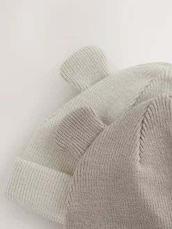 Neutre/fauve - Lot de 2bonnets côtelés pour bébé