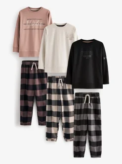 Neutre/Noir - Lot de 3 pyjamas tissés à carreaux (3-16ans)