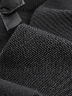 Noir - 2 Chaussettes genoux riches Nœud en coton Lot