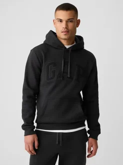 Noir - À enfiler - Sweat à capuche doublé en polaire avec logo Gap