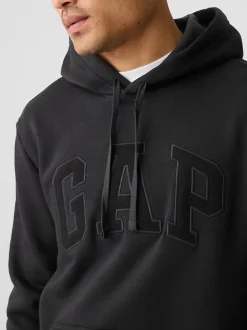 Noir - À enfiler - Sweat à capuche doublé en polaire avec logo Gap