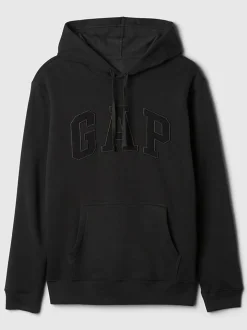 Noir - À enfiler - Sweat à capuche doublé en polaire avec logo Gap