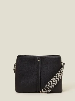 Noir - Accessorize Faux Leather Webbing Strap Sac à bandoulière