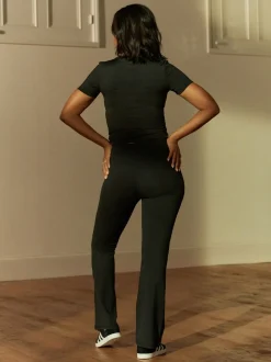 Noir - Active Wrap Waist Flared Leggings