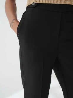 Noir - Ajusté Pantalons droites élastiquées