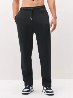 Noir - Ajustement droit - Pantalon de jogging épais décontracté à dos brossé