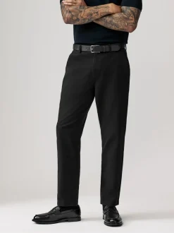 Noir - Ajustement droit - Pantalons chino à ceinture doux au toucher