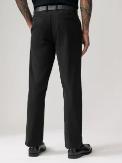 Noir - Ajustement droit - Pantalons chino à ceinture doux au toucher