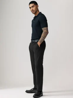 Noir - Ajustement droit - Pantalons chino à ceinture doux au toucher