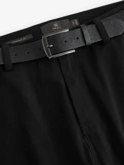 Noir - Ajustement droit - Pantalons chino à ceinture doux au toucher