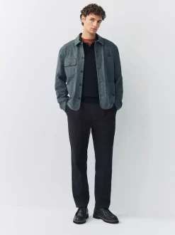 Noir - Ajustement droit - Pantalons Chinos extensibles plissés avec taille élastique