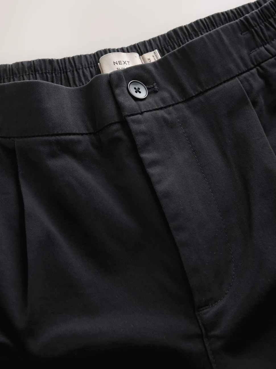 Noir - Ajustement droit - Pantalons Chinos extensibles plissés avec taille élastique