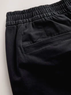 Noir - Ajustement droit - Pantalons Chinos extensibles plissés avec taille élastique