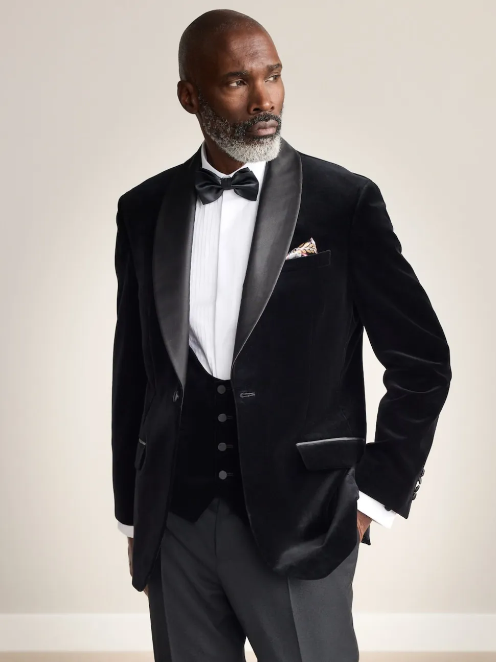 Noir - Ajustement régulier - Blazer Signature Pontoglio en velours italien avec revers châle