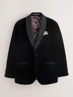 Noir - Ajustement régulier - Blazer Signature Pontoglio en velours italien avec revers châle