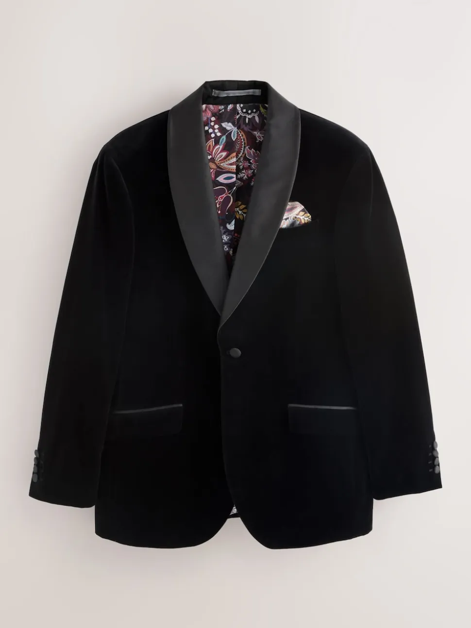 Noir - Ajustement régulier - Blazer Signature Pontoglio en velours italien avec revers châle