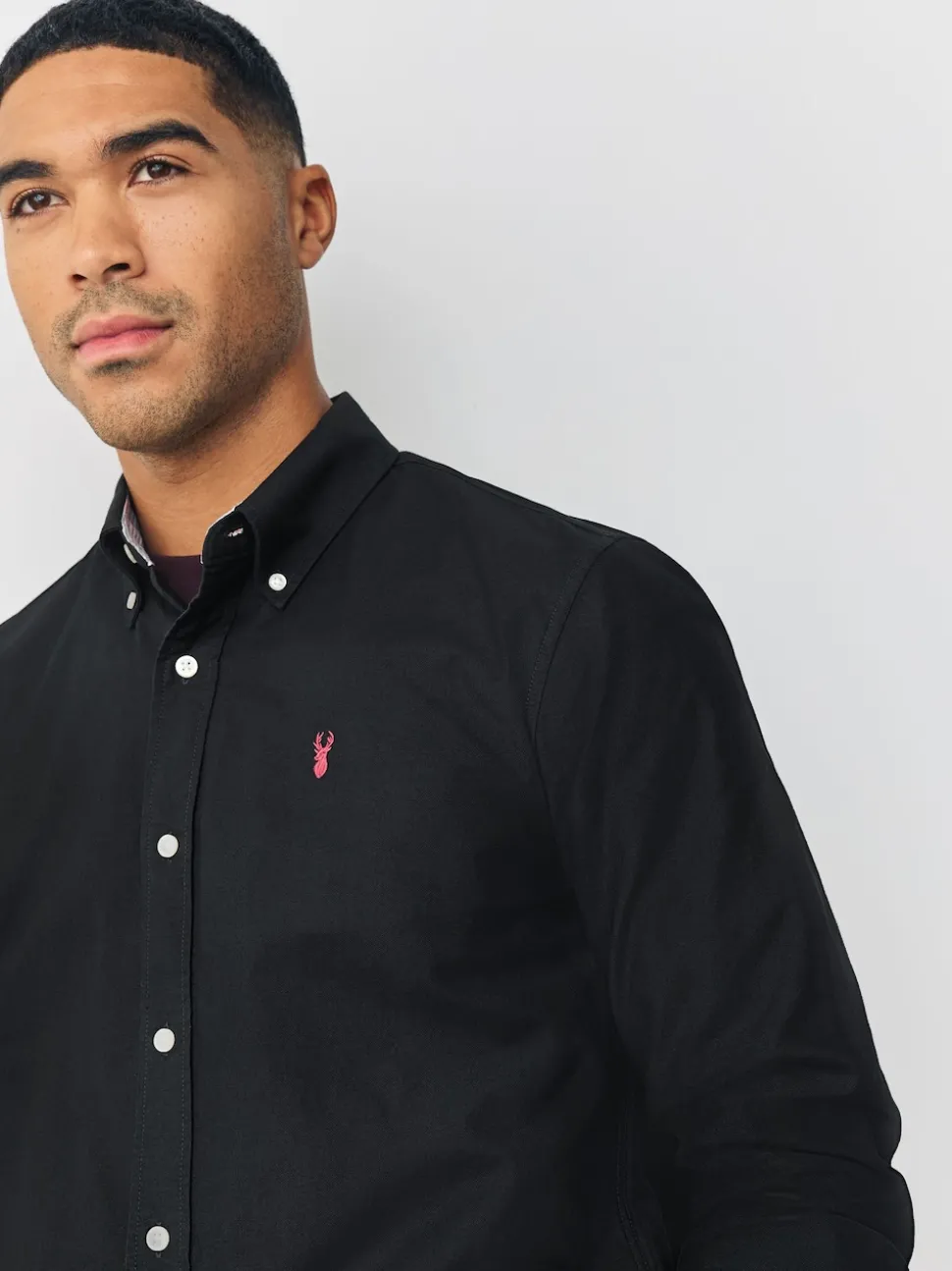 Noir - Ajustement régulier - Chemise Oxford à manches longues