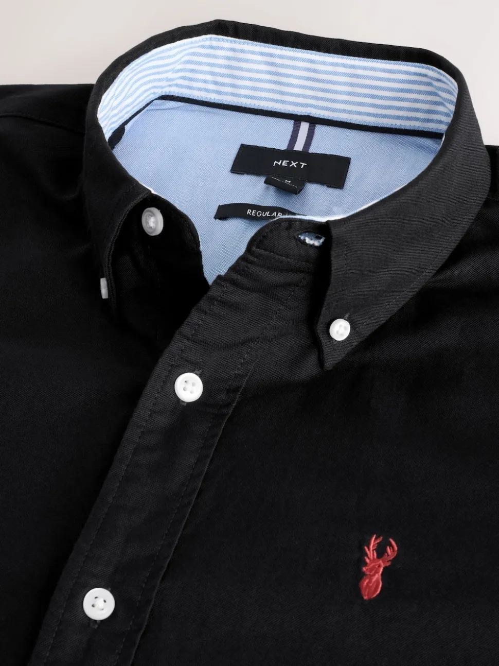 Noir - Ajustement régulier - Chemise Oxford à manches longues