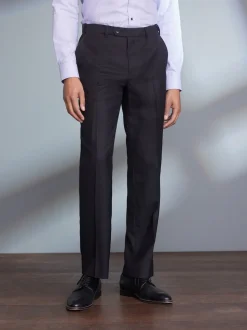 Noir - Ajustement régulier - Pantalons Signature en 100 % laine avec ceinture Motion Flex