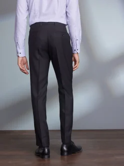 Noir - Ajustement régulier - Pantalons Signature en 100 % laine avec ceinture Motion Flex