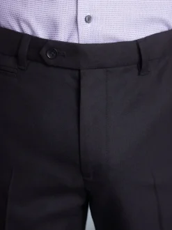 Noir - Ajustement régulier - Pantalons Signature en 100 % laine avec ceinture Motion Flex