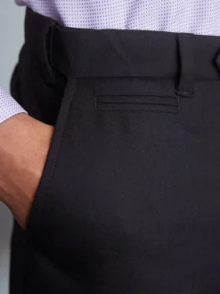 Noir - Ajustement régulier - Pantalons Signature en 100 % laine avec ceinture Motion Flex