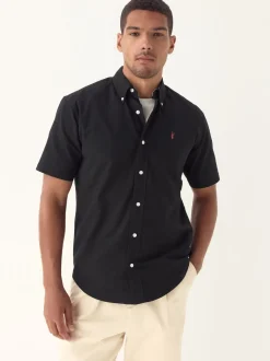 Noir - Ajustement régulier - Chemise Oxford à manches courtes