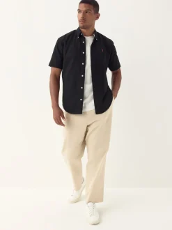 Noir - Ajustement régulier - Chemise Oxford à manches courtes