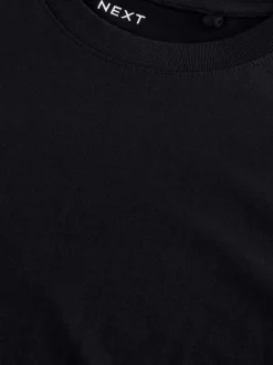 Noir - Ajustement régulier - T-shirt à manches longues de cou d'équipage