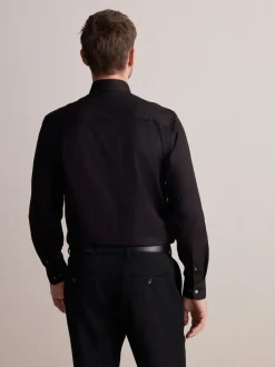 Noir - Ajustement régulier - Signature 100% coton avec chemise élégante texturée