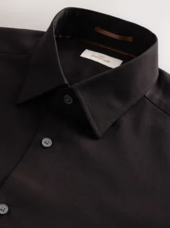 Noir - Ajustement régulier - Signature 100% coton avec chemise élégante texturée