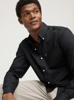 Noir - Ajustement régulier - Chemises Oxford boutonnées Easy Iron