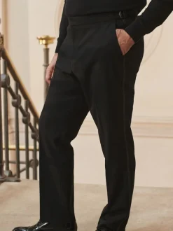 Noir - Ajustement régulier - Pantalon de smoking ajustable avec laine