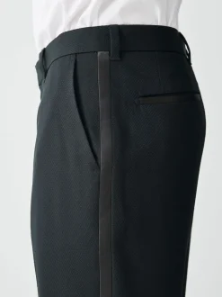Noir - Ajustement régulier - Pantalon de smoking texturé avec détail de ruban adhésif
