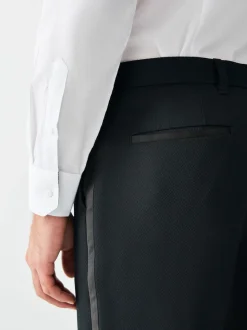 Noir - Ajustement régulier - Pantalon de smoking texturé avec détail de ruban adhésif
