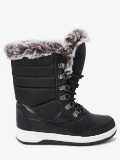 Noir - Après-skis doublés en fausse fourrure chaude et imperméables