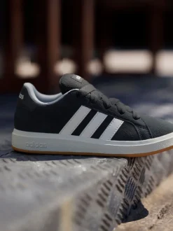 Noir - Baskets adidas Grand Court 00s en daim et dentelle pour enfant