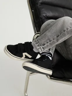 Noir - Baskets hautes en daim à fermeture par contact