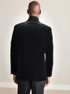 Noir - Blazer croisé en velours italien Signature Pontoglio