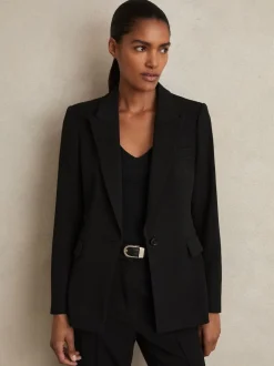 Noir - Blazer de costume droit ajusté Reiss Gabie