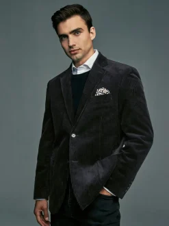 Noir - Blazer en velours côtelé