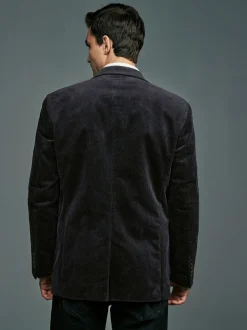 Noir - Blazer en velours côtelé